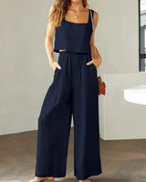 Scarlett | Damen Set Top Hose Koordiniert Elegant Modern in Marineblau