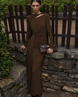 Abendkleid Lang Elegant Hochzeitsgast in Braun