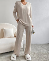 Damen Pullover Set mit weiter Hose Annabelle in Beige