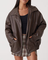 Kerstin | Damen Oversized Zip-Up Jacke im modernen Stil in Braun