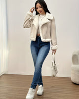 Zilia – Langarm Jacke mit Fleecefutter in Aprikose
