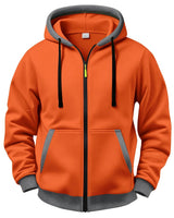 Mussoline - Lässiges Winter Kapuzen Hemd Mit langen Ärmeln Und Reißverschluss in Orange