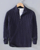 Adam | Eleganter Pullover mit halbem Reißverschluss in Marine