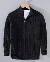 Adam | Eleganter Pullover mit halbem Reißverschluss in Schwarz