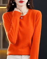 Erica - Bequemer Damenpullover mit Rundhalsausschnitt in Orange