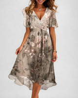 Annegret - Stilvolles Damenkleid mit V-Ausschnitt in Beige