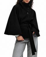 Loraine - Schicke Damenjacke mit Gürtel in Schwarz