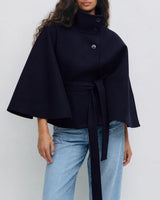 Loraine - Schicke Damenjacke mit Gürtel in Blau