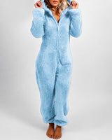 Jasmine - Bequemer Damen-Kapuzen-Overall in Hellblau