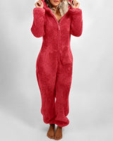 Jasmine - Bequemer Damen-Kapuzen-Overall in Rot