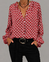 Zara - Locker sitzende Bluse mit V-Ausschnitt in Rot
