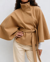 Loraine - Schicke Damenjacke mit Gürtel in Khaki