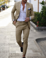 Mikael - Set aus Blazer und Hose in Beige