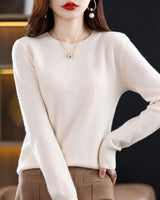 Erica - Bequemer Damenpullover mit Rundhalsausschnitt in Beige