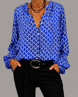 Zara - Locker sitzende Bluse mit V-Ausschnitt in Blau