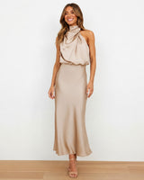 Hansel - Schickes Cocktail-Midikleid in Khaki