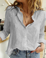 Adelaida | Damen V-Ausschnitt Knopfleiste Langarm Bluse in Grau