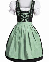 Adelheid | Damen Oktoberfest Dirndl mit Blusen Detail und Kontrast Design in Grün