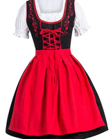 Adelheid | Damen Oktoberfest Dirndl mit Blusen Detail und Kontrast Design in Rot