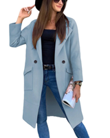 Adelheid | Damen Trenchcoat mit Knöpfen, Langer Schnitt und Taschen in Himmelblau