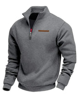 Grimm – Eleganter Pullover MIT Halbem Reißverschluss in Dunkelgrau