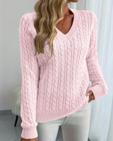 Lenea – Langarm Pullover Mit Zopfmuster in Rosa