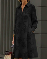 Sirelin - Softtouch-Midi-Hemdblusenkleid in Schwarz