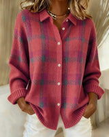 Sarani - Bequeme Langarm Strickjacke in Rosa