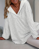 Jessia – Langärmliges Kapuzenshirt in Weiß