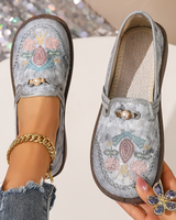 Juniper - Bestickte Slipper in Grau