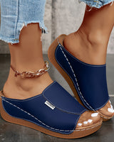 Isabelle | Komfortable Keil-Mule in Marineblau