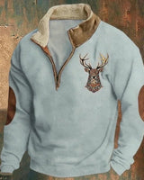 Nohan – Elegantes Sweatshirt Mit Hirschmotiv in Himmelblau