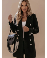 Aileen | Damen Winterjacke mit Knöpfen, Kragen und langram in Schwarz
