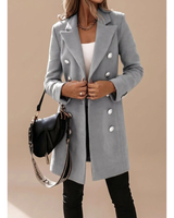 Aileen | Damen Winterjacke mit Knöpfen, Kragen und langram in Grau