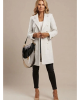 Aileen | Damen Winterjacke mit Knöpfen, Kragen und langram in Weiß