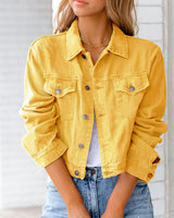 Albertina | Damen Jeansjacke Kurz Geschnitten Relaxed in Gelb