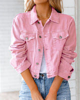 Albertina | Damen Jeansjacke Kurz Geschnitten Relaxed in Rosa