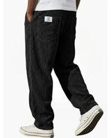 Albrecht | Herren Cord Hose mit Weitem Schnitt und Gerader Form in Schwarz