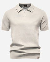 Aldric | Herren Kurzarm Poloshirt mit Strukturmuster in Creme
