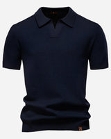 Aldric | Herren Kurzarm Poloshirt mit Strukturmuster in Marineblau