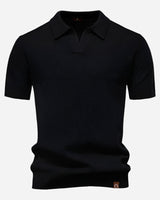 Aldric | Herren Kurzarm Poloshirt mit Strukturmuster in Schwarz