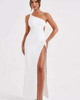 Alecia | Damen Maxikleid Fließend Elegant Selbstbewusst in Weiß
