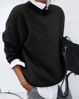 Alessa | Damen Strickpullover mit Langarm und Weitem Schnitt in Schwarz