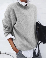 Alessa | Damen Strickpullover mit Langarm und Weitem Schnitt in Grau