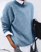 Alessa | Damen Strickpullover mit Langarm und Weitem Schnitt in Blau