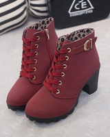 Alessandra | Damen Orthopädische Stiefeletten Mit Reißverschluss Und Absatz Design in Rot