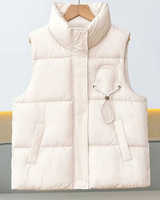 Alessandra | Damen Steppweste Bodywarmer mit Stehkragen und Kordel in Weiß