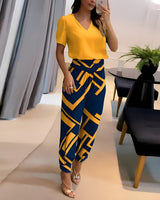 Alexandra - Trendiges Set mit Bluse und Hose in Gelb