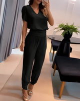 Alexandra - Trendiges Set mit Bluse und Hose in Schwarz