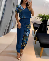 Alexandra - Trendiges Set mit Bluse und Hose in Blau